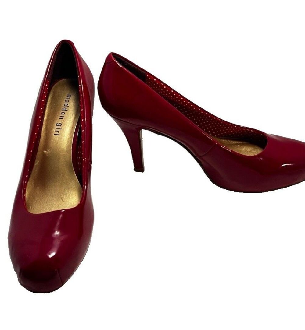 Women's (Steve) Madden Girl Red Patent Leather High Heel Women’s Shoes 9